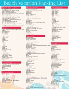 Free Printable Beach Vacation Packing List