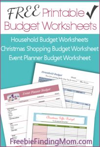 FREE Printable Budget Worksheets - Download or Print