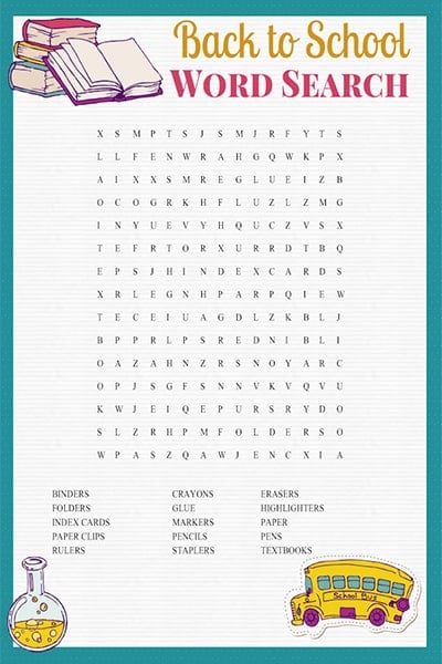 Free Printable Word Search - Back to School Inspired Fun!