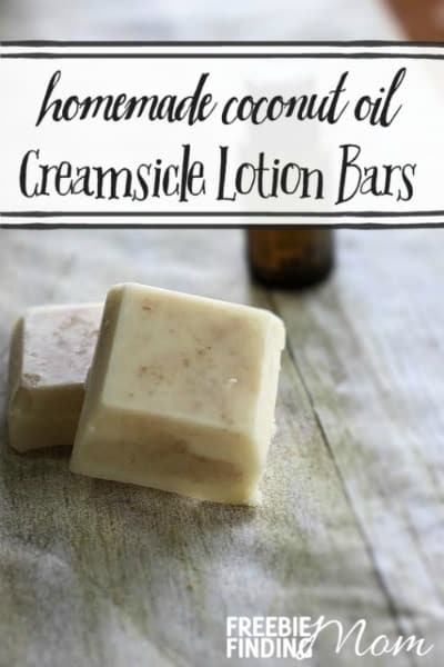 Homemade creamsicle lotion bars to promote making homemade beauty products