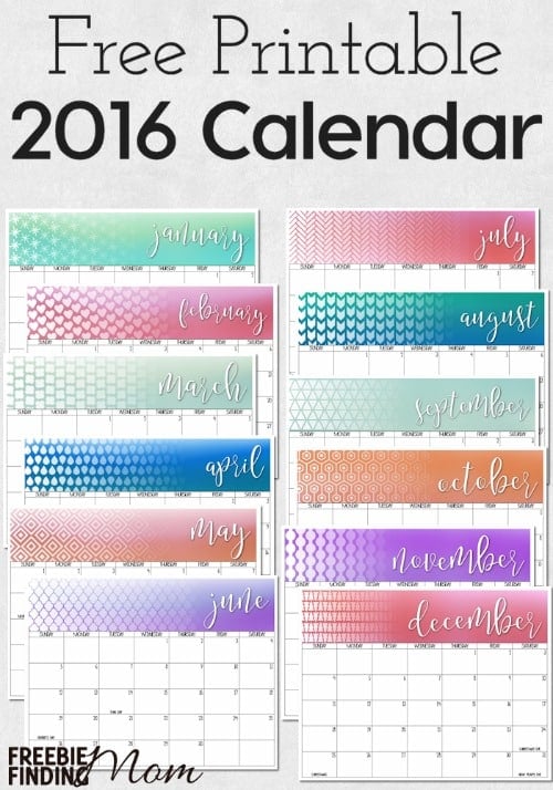 free printable 12 month calendar