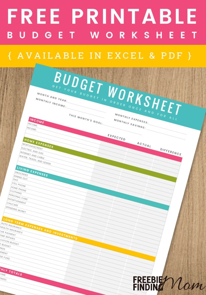 FREE Printable Household Budget Worksheet Freebie Finding Mom