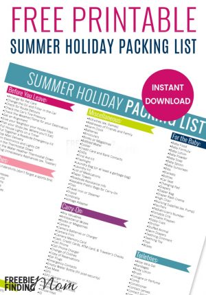 Free Printable Summer Holiday Packing List