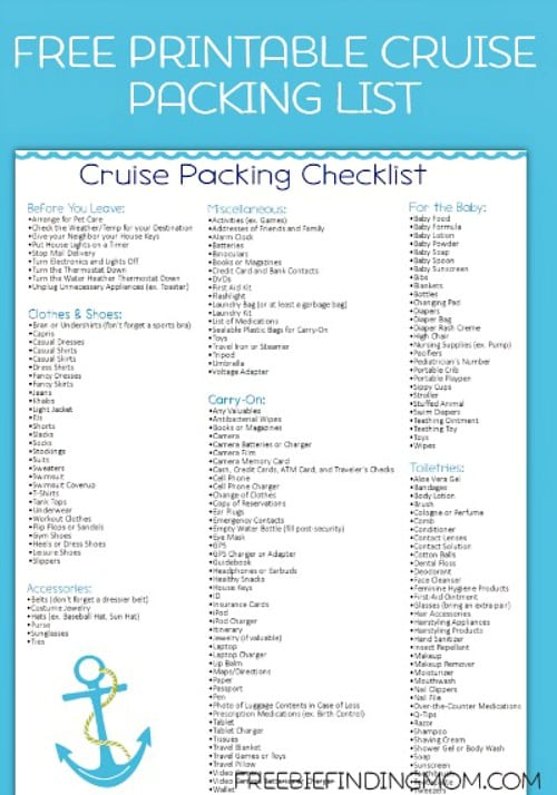 freeprintablecaribbeancruisepackinglist (1) free printable Caribbean cruise packing list