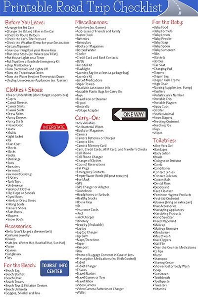 printable road trip checklist