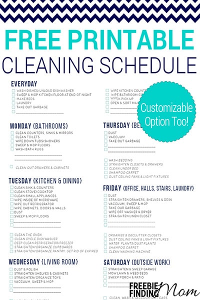 Printable Cleaning Checklists For Daily Weekly And Monthly Cleaning 