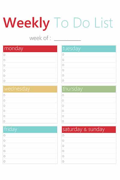 weekly to do list printable