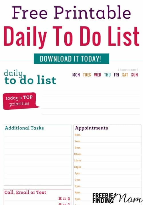 Free Printable Daily To Do List This tree printable daily to do list helps you track appointments and additional tasks.