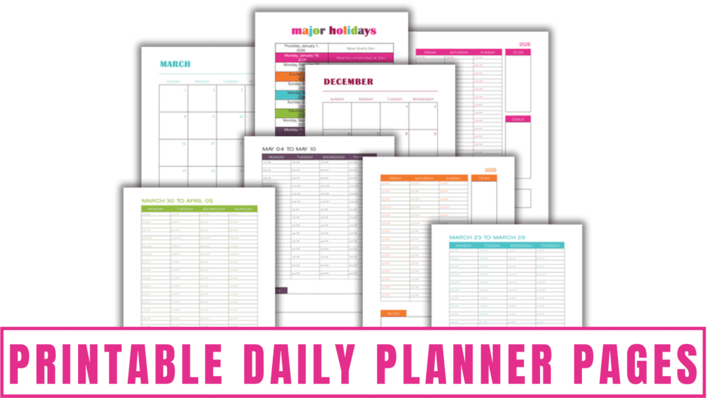 printable daily planner pages