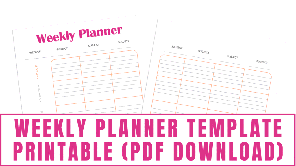 weekly planner template printable PDF download