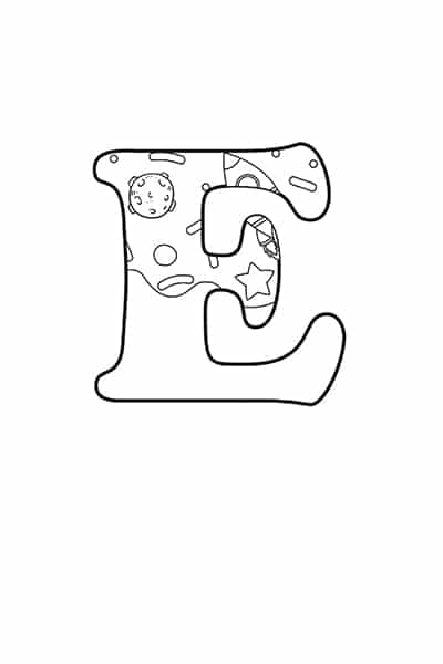 printable bubble letters outer space letter e freebie finding mom