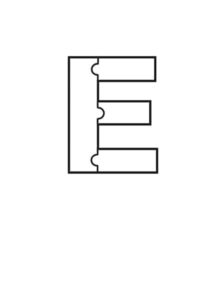 printable bubble letters puzzle letter e freebie