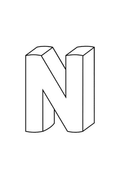 Printable 3D Bubble Letter N