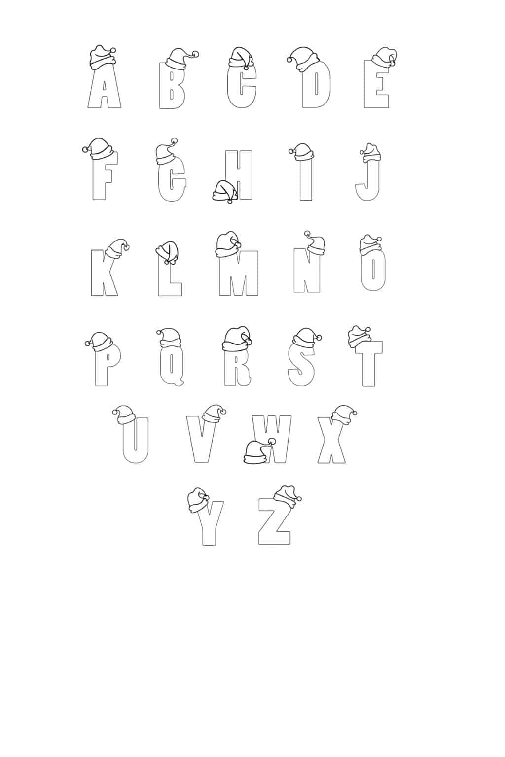 Printable Christmas Bubble Letters Alphabet