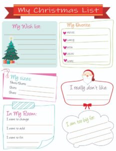 5 Printable Christmas List Templates