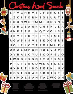Free Christmas Word Search Printable