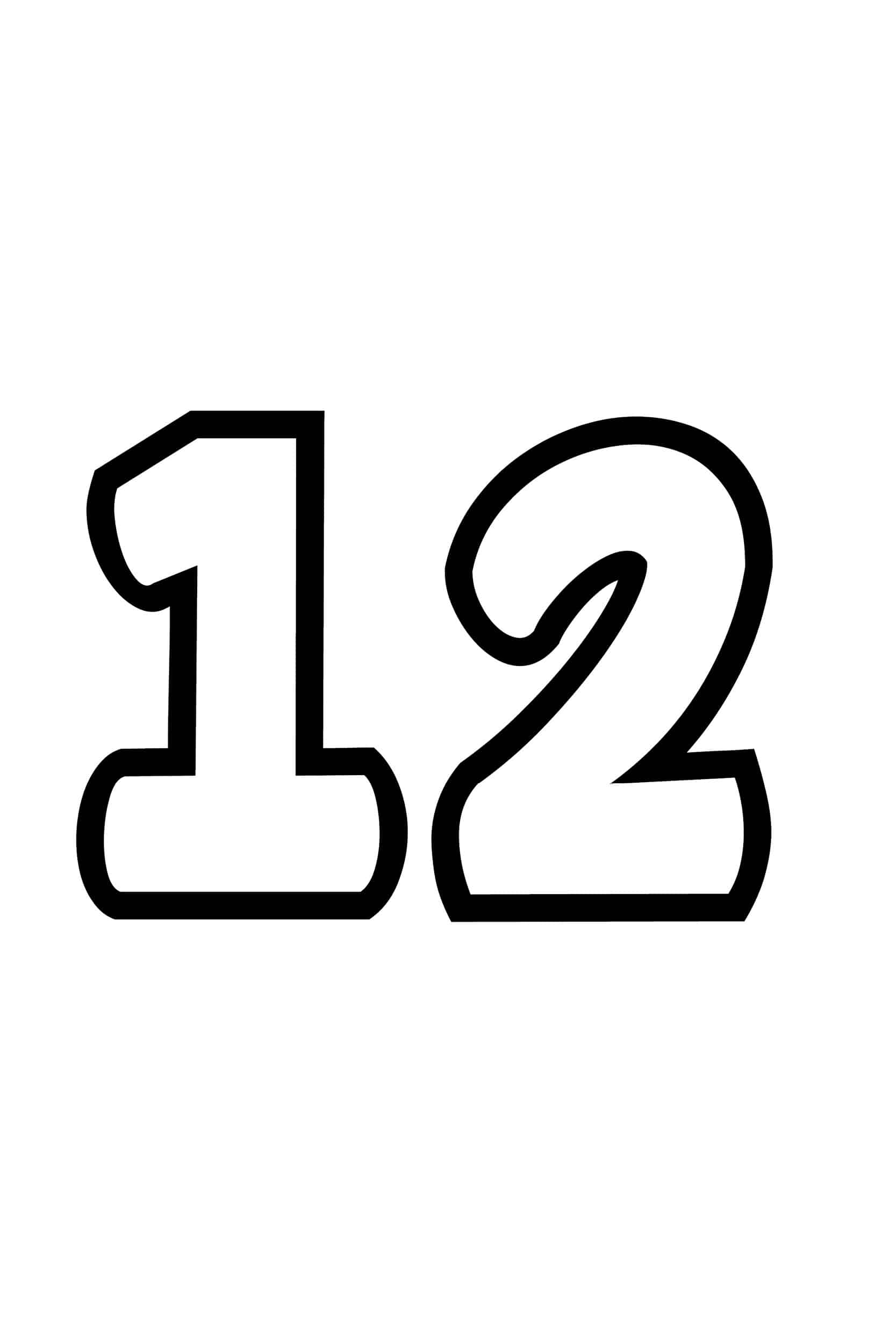 Free Printable Tracing Numbers: Bubble Number 12
