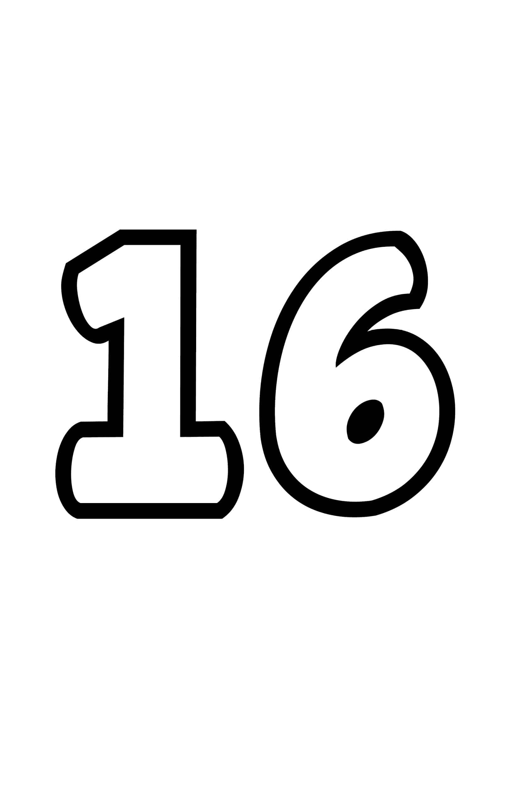 Free Printable Tracing Numbers: Bubble Number 16
