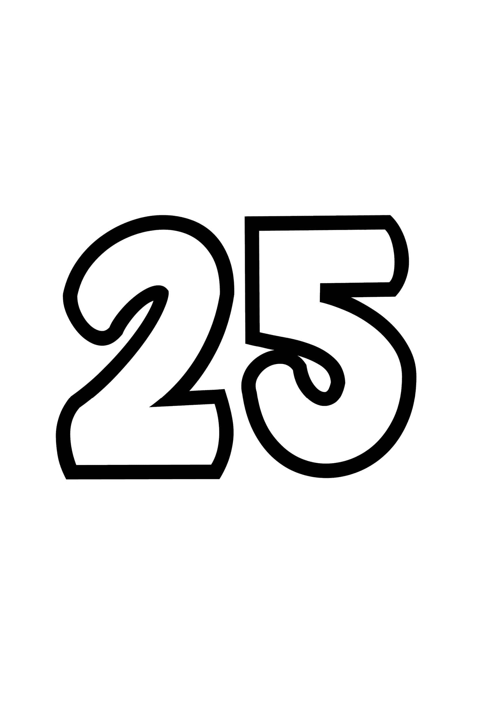Free Printable Number Bubble Letters Bubble Number 25 Freebie