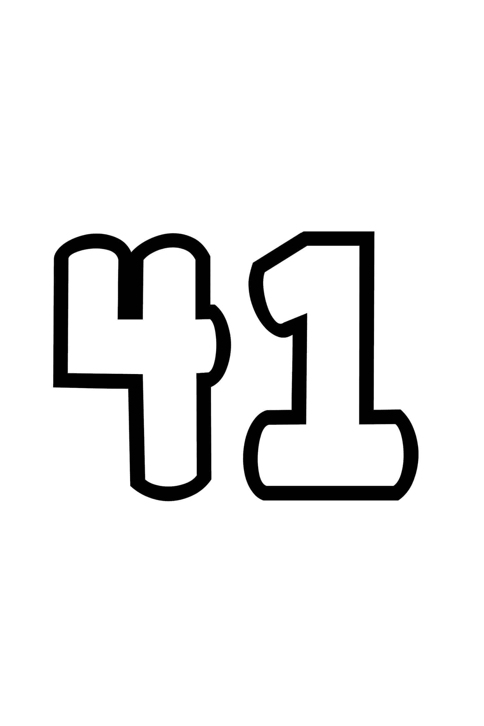 Free Printable Tracing Numbers: Bubble Number 41