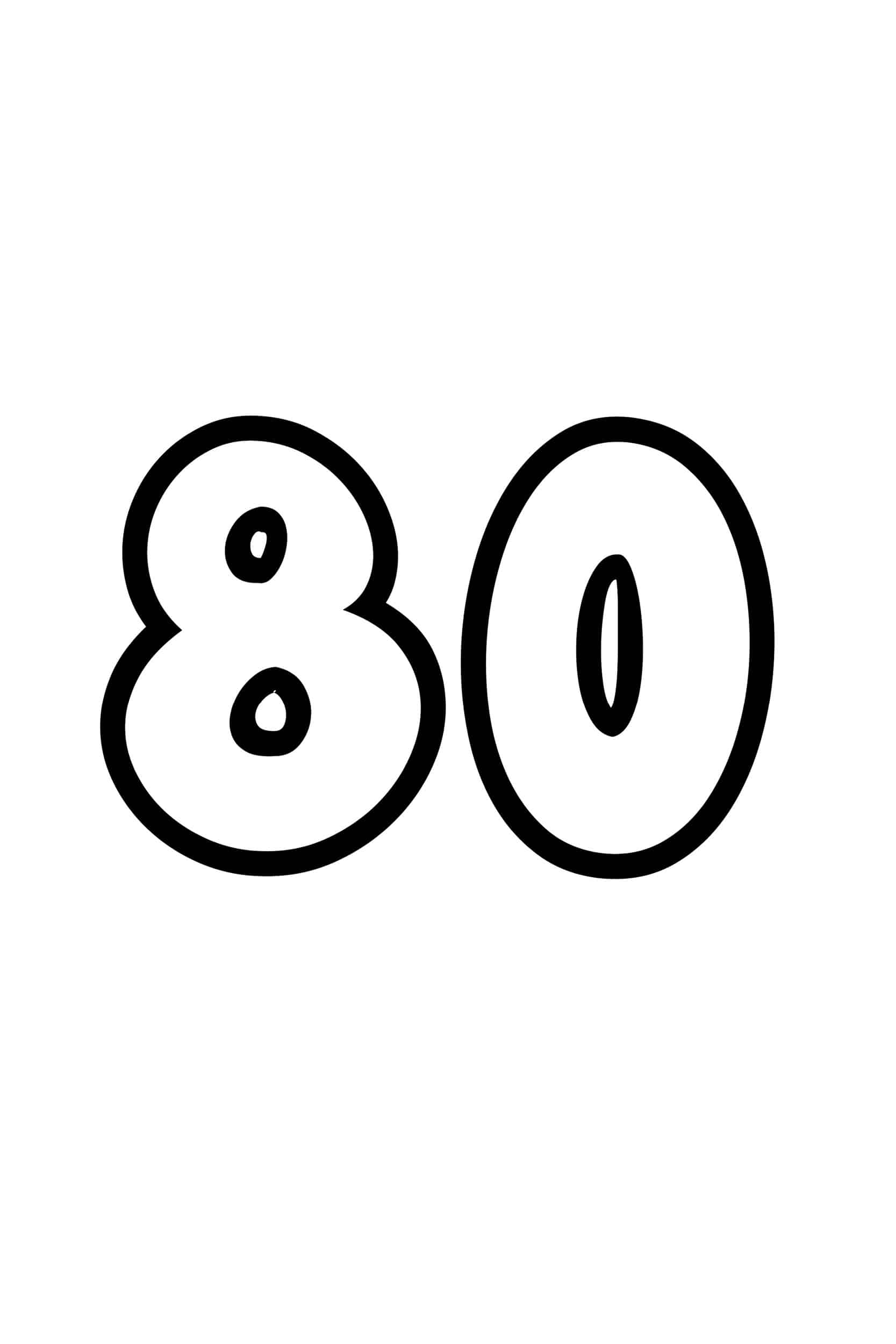 Free Printable Number Bubble Letters Bubble Number 80 Freebie