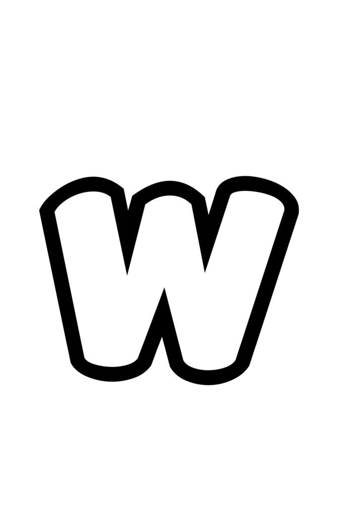 Free Printable Lowercase W Bubble Letter Stencil
