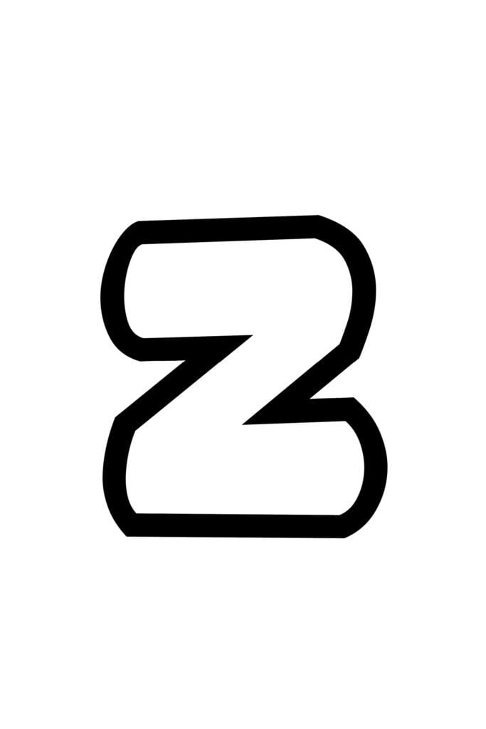 Free Printable Lowercase Z Bubble Letter Stencil