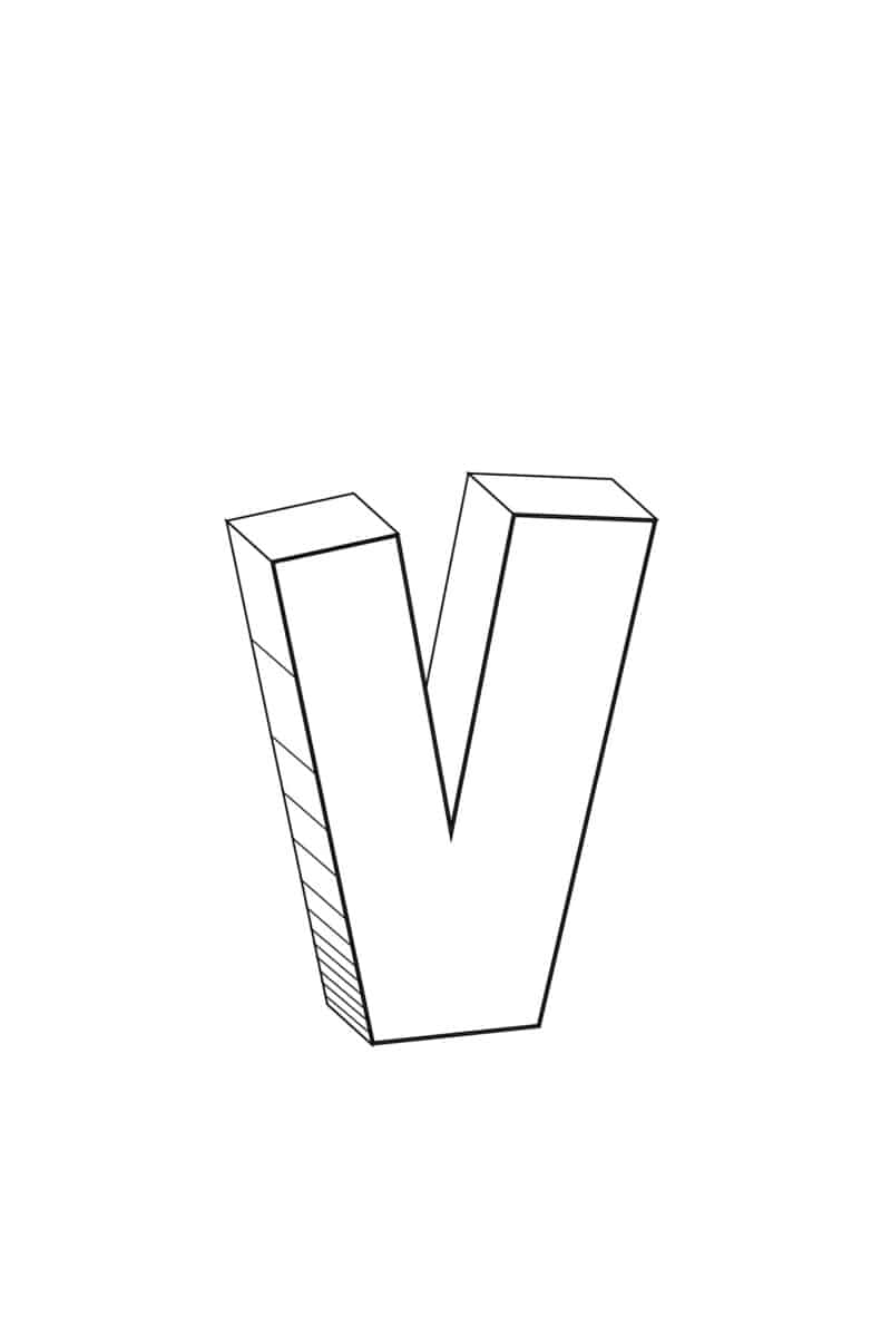 Bubble Letter V Printable