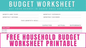 Free Household Budget Worksheet PDF Printable – Freebie Finding Mom