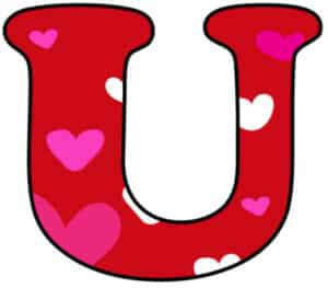 Free Printable Bubble Letters: Colorful Valentine Bubble Letter U