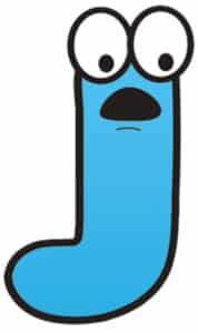 Free Printable Alphabet Letters: Colorful Cartoon Letter J