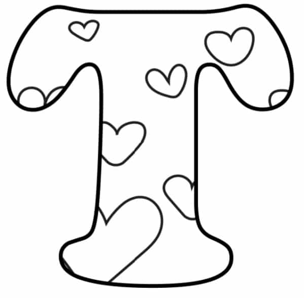 Free Printable Bubble Letters: Valentine Bubble Letter T