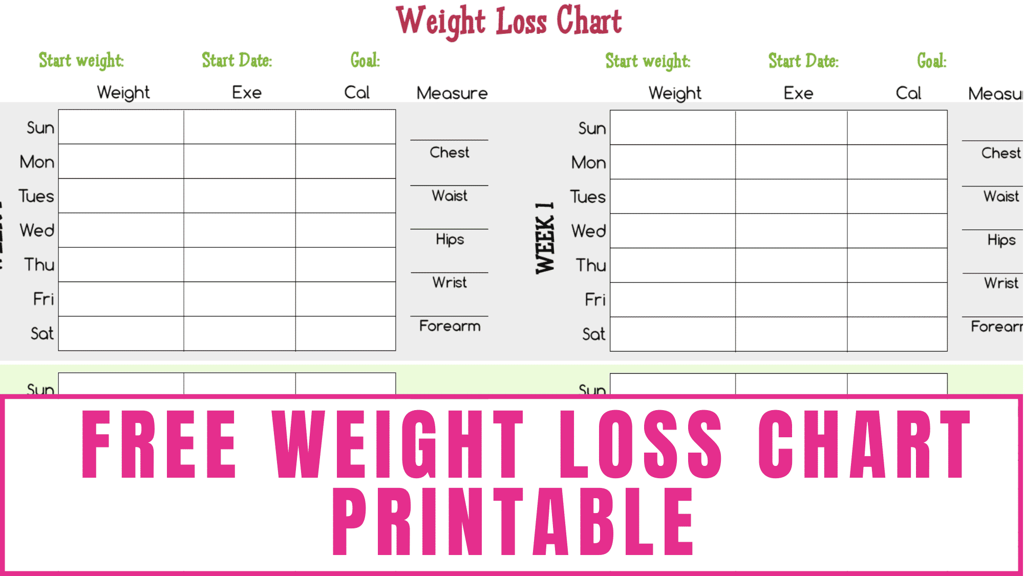 Weight Loss Chart Printable Free - Printable World Holiday