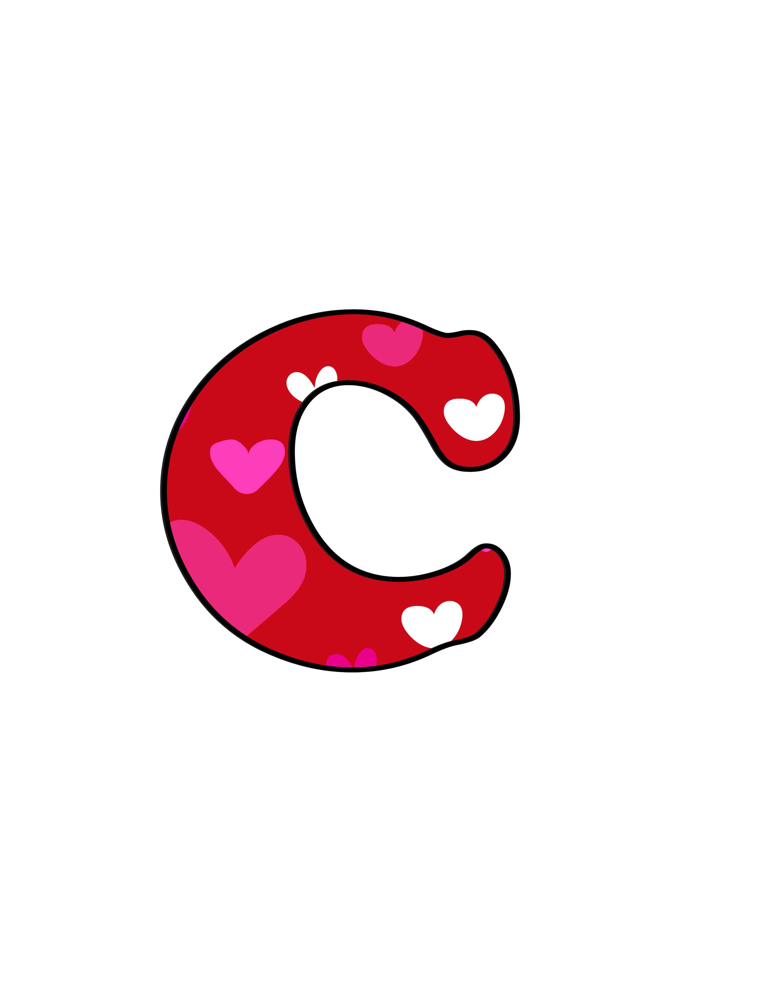 free printable colorful bubble letters valentine bubble letter c