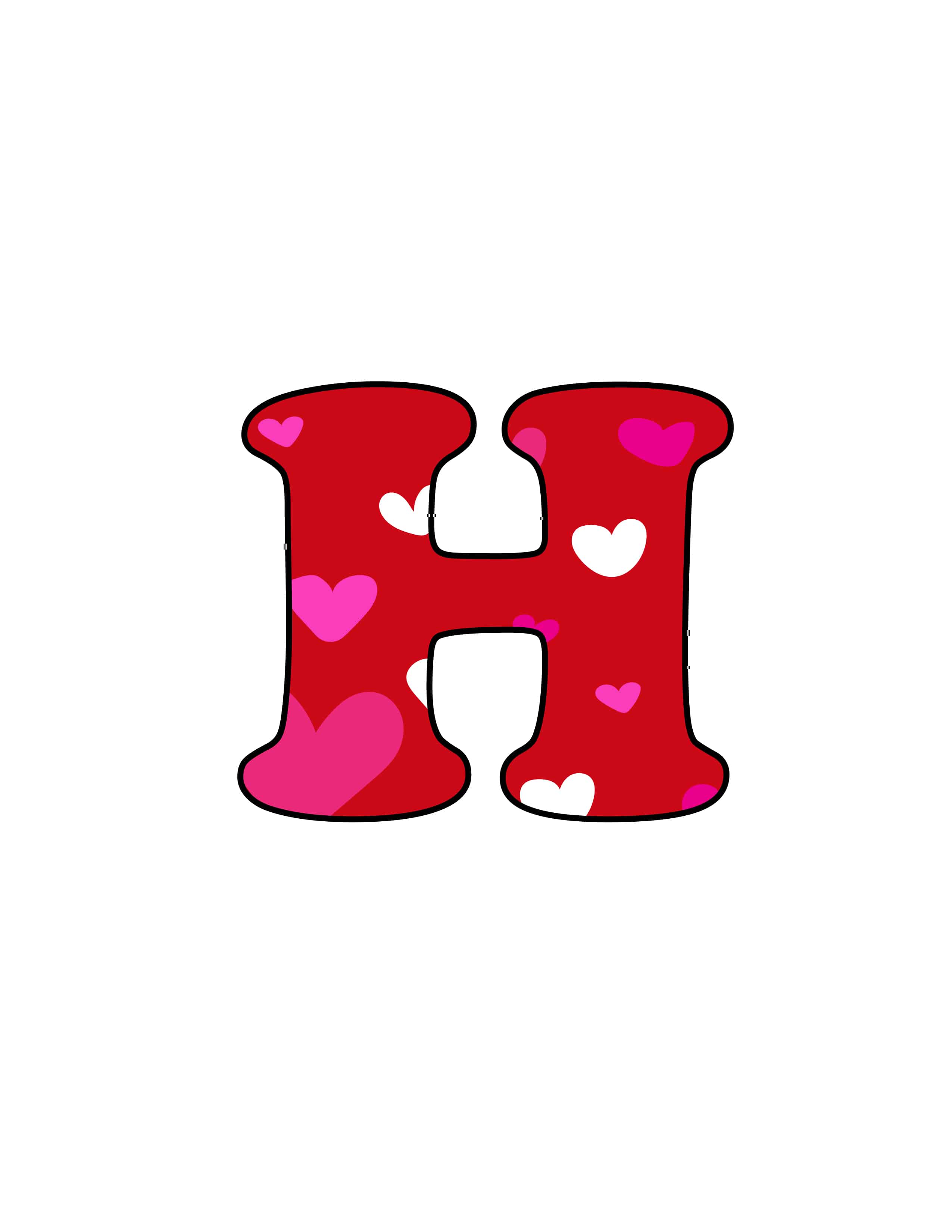 Free printable bubble letters colorful valentine bubble letter h