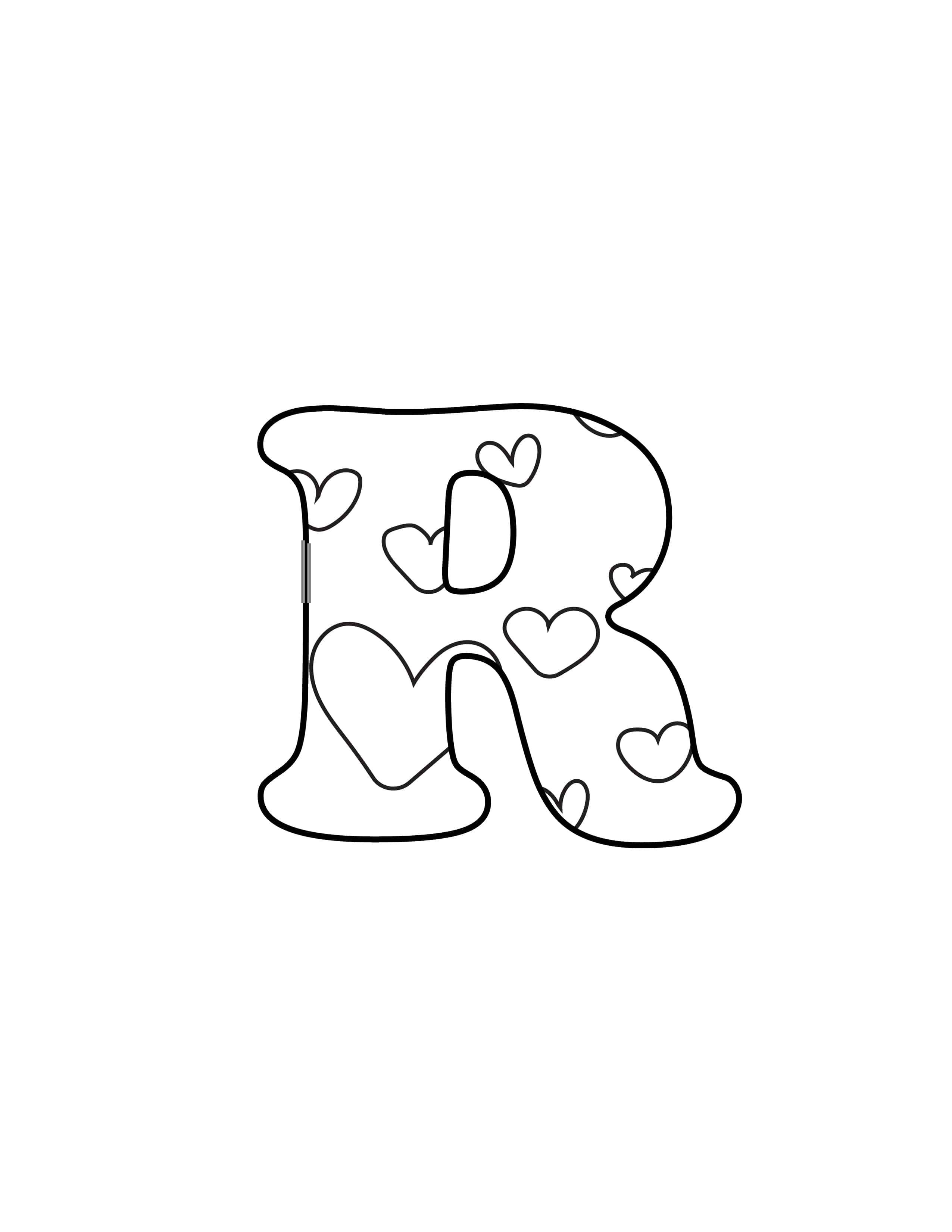 Free Printable Bubble Letters Valentine Bubble Letter R