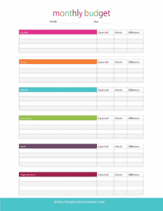 Free Household Budget Worksheet PDF Printable – Freebie Finding Mom