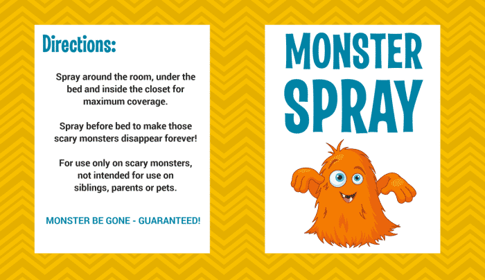Free Monster Spray Label Printable Freebie Finding Mom