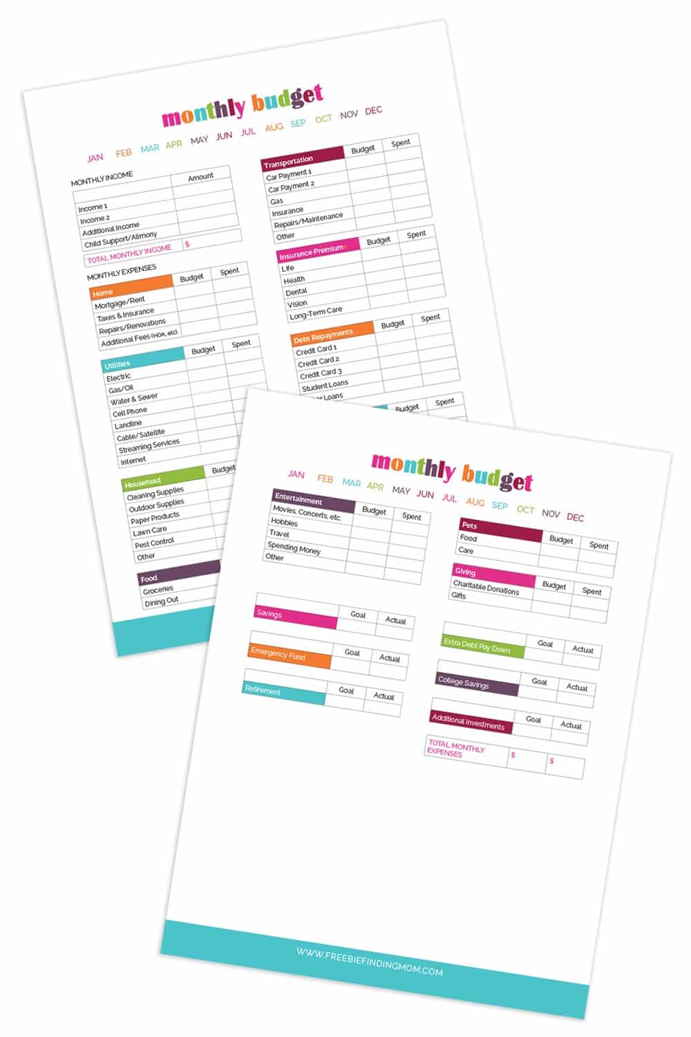 Printable Budget Worksheets (2 Pages) - Freebie Finding Mom