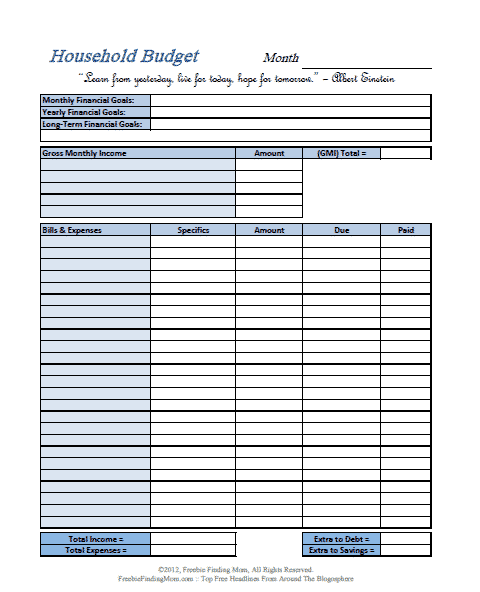 Free Weekly Budget Planner Template