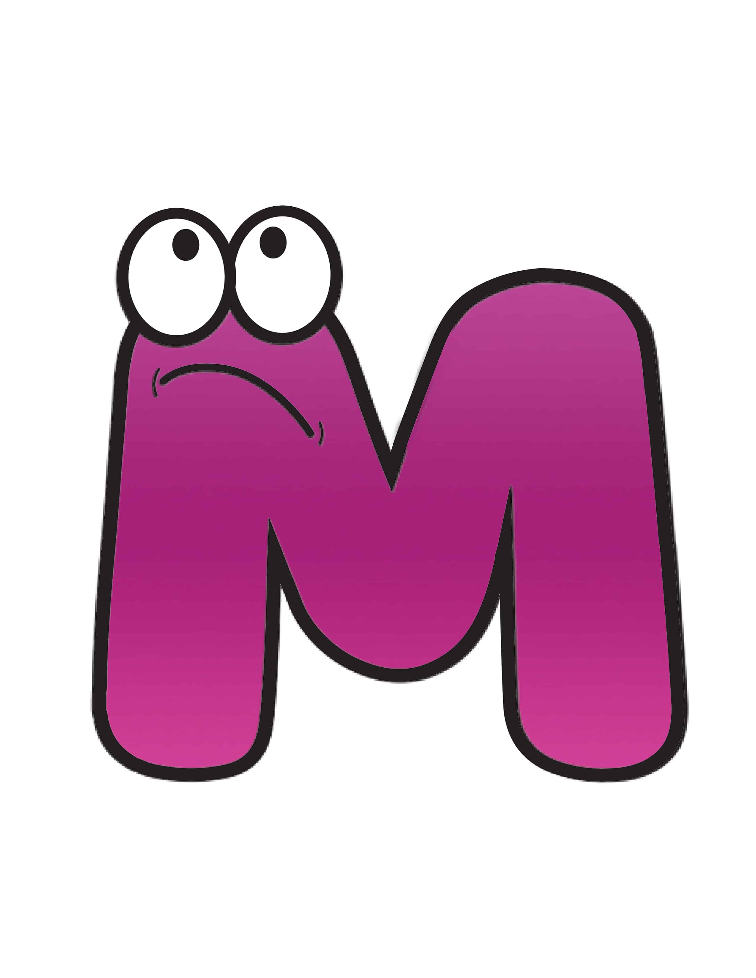 free printable colorful cartoon letters cartoon letter m freebie
