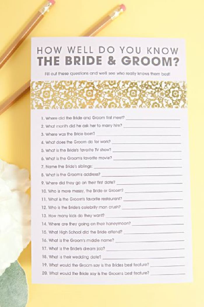 Free Printable Bridal Shower Word Mining Game