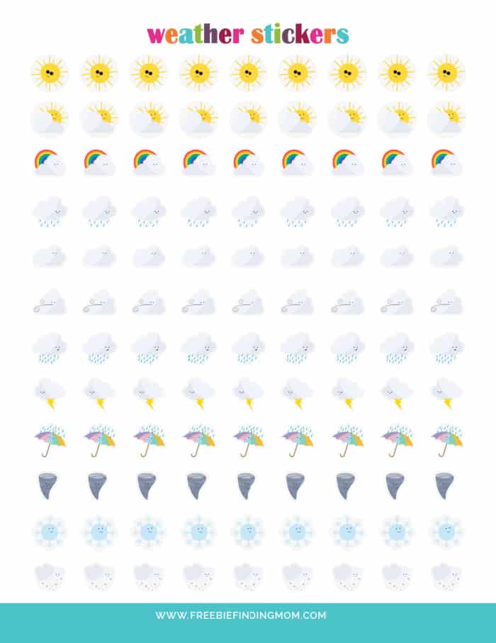 weather stickers for planner printable