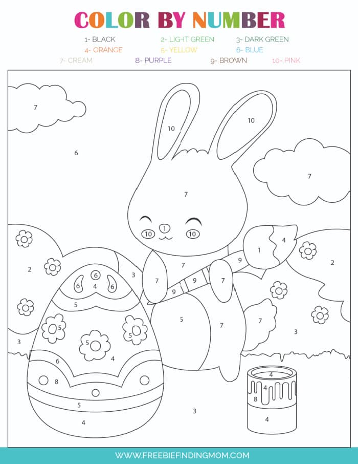free printable Easter egg color by number