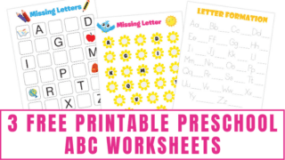 3 Free Printable Preschool ABC Worksheets