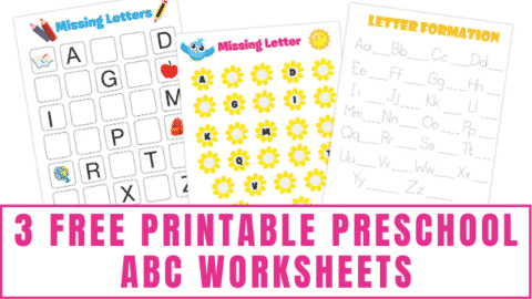 3 Free Printable Preschool ABC Worksheets