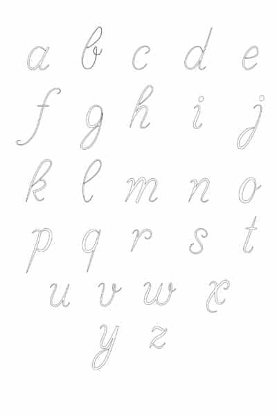 free printable calligraphy lowercase letters set