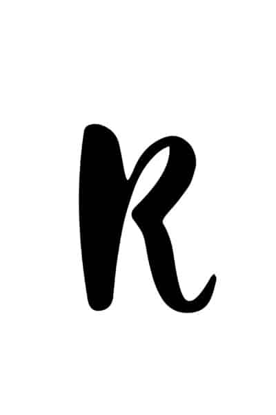 free printable capital modern calligraphy letters modern calligraphy R