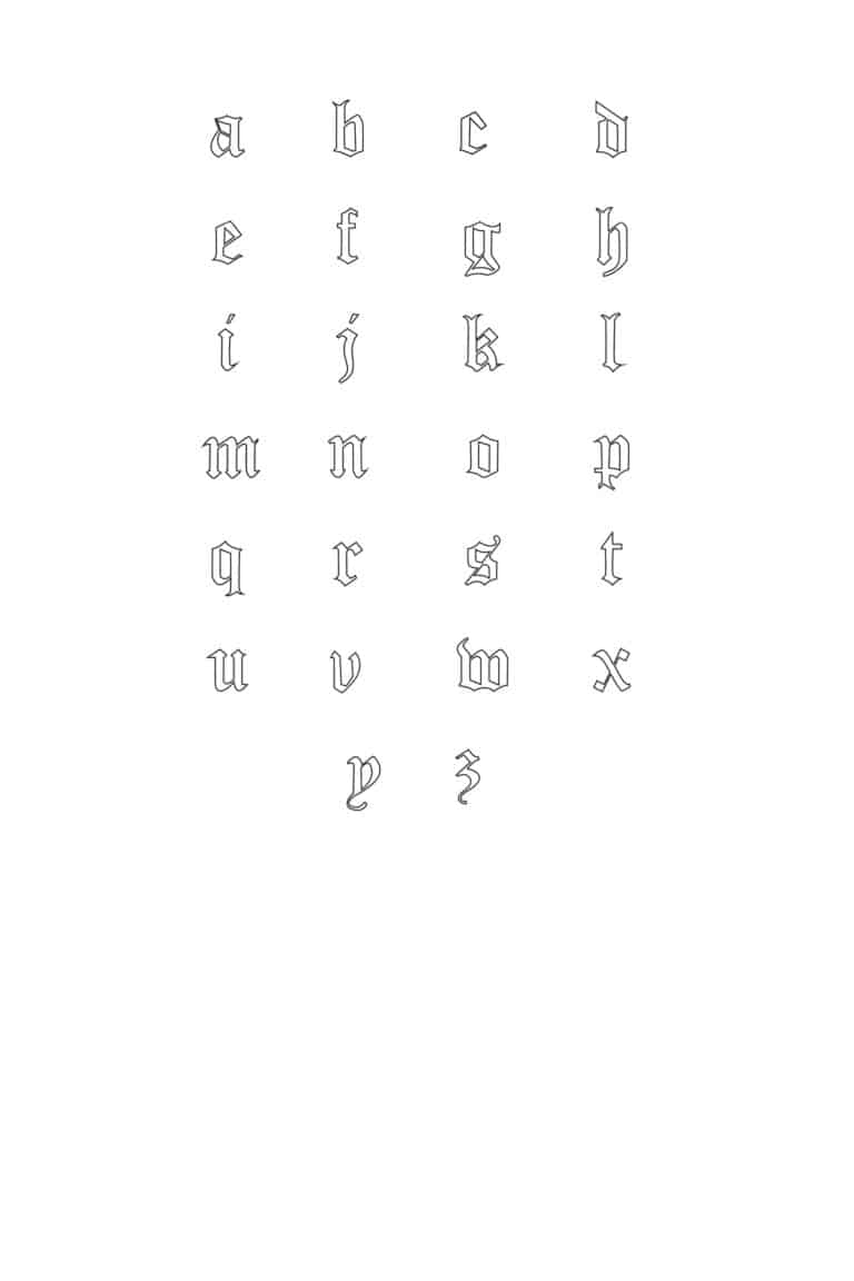Free Calligraphy Letters Printable: Gothic Lowercase
