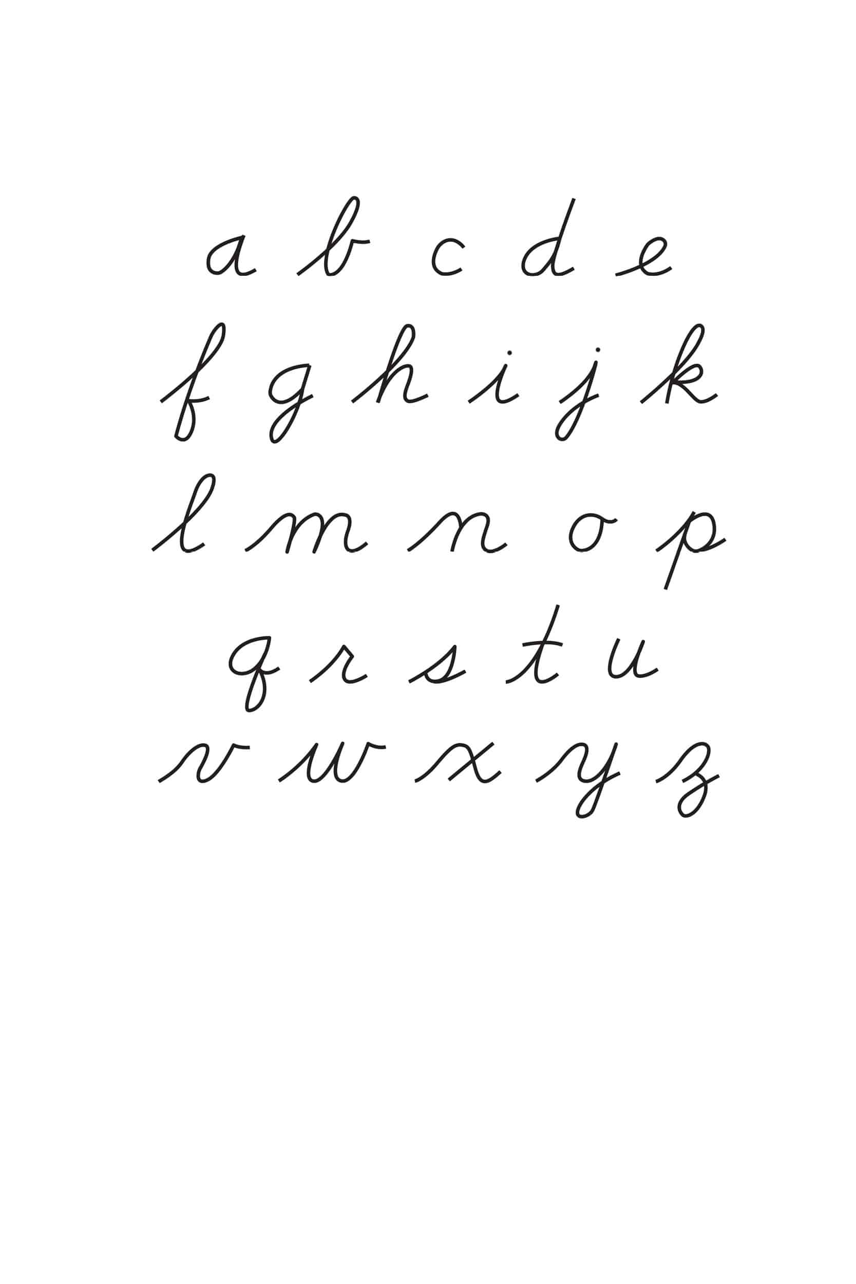 free printable lowercase cursive alphabet freebie finding mom